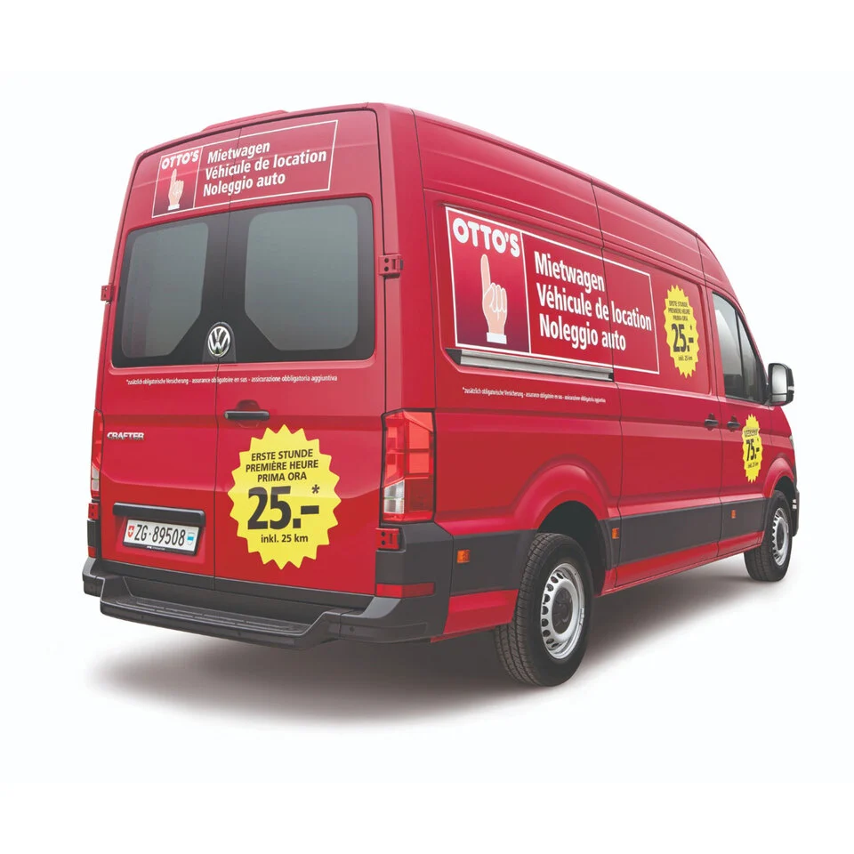 Roter OTTO'S VW Crafter Miettransporter